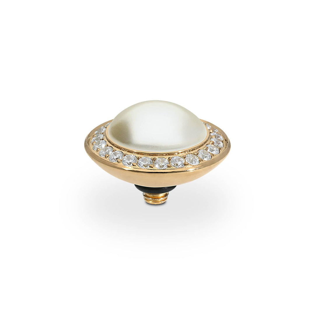 Qudo INTERCHANGEABLE gold Aufsatz TONDO deluxe 13mm cream pearl, cream pearl
