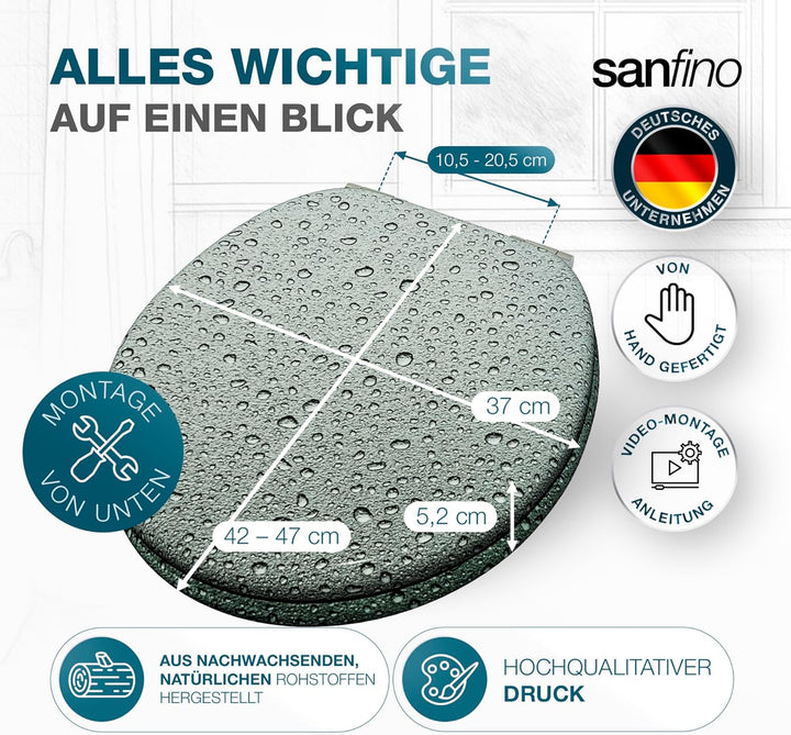 Premium WC Sitz mit Absenkautomatik – hochwertige Toilettendeckel aus Holz, viele bunte Motive, hohe