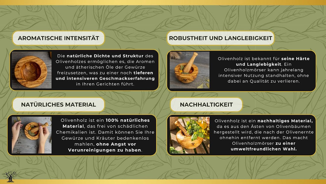 SOLTAKO Olivenholzmörser &amp; Stössel Set - Mörser - Holzmörser - robuster Knoblauchmörser - nachhaltig