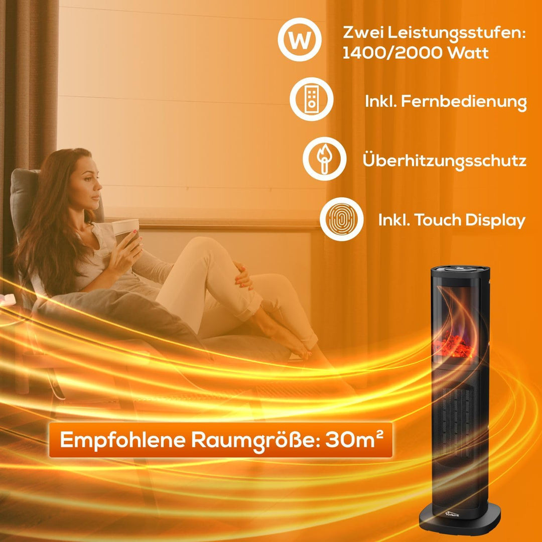 Tronitechnik® Infrarot Turm-Keramik-Heizer Elektro-Heizer 2000 Watt, Heizstrahler Standheizstrahler