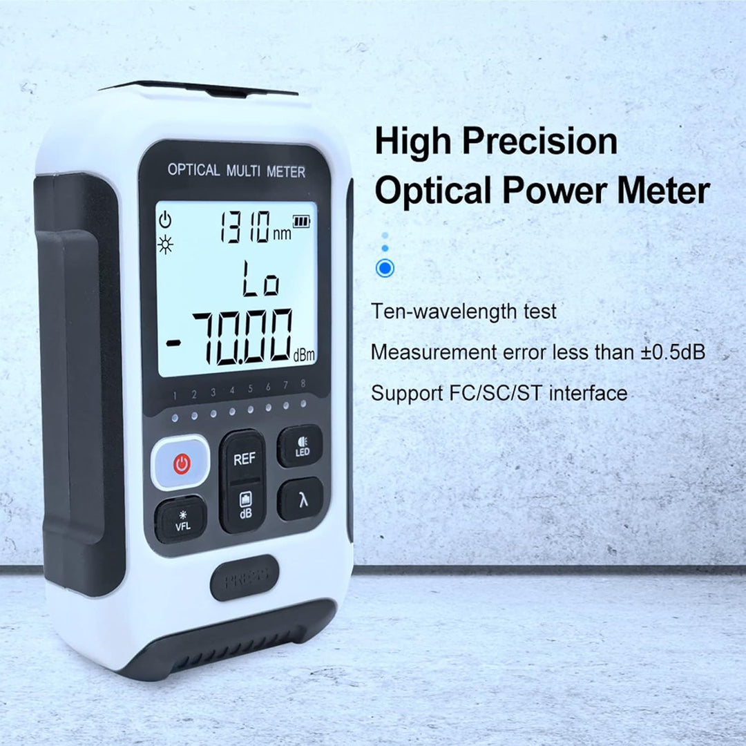 Optischer Leistungsmesser, 3 in 1 Glasfaser-Leistungsmesser mit 10 Wellenlängen FC/SC/ST Universal I