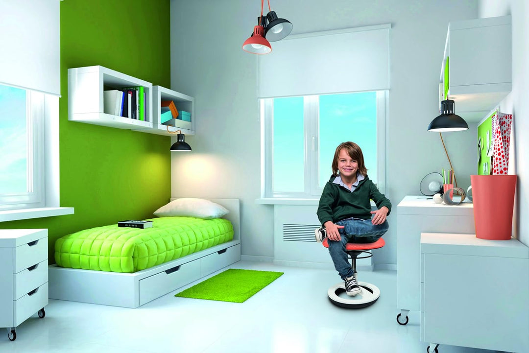 Topstar Sitness Bobby, Sitzhocker für Kinder, niedrige Sitzhöhe: 38 - 46 cm, Standfussring Alu polie