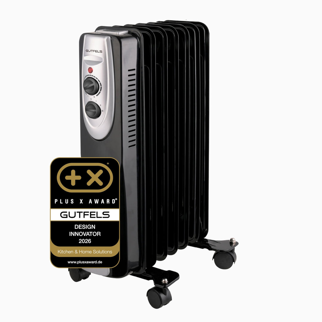 Gutfels HR 32009 sw Öl-Radiator | 3 Heizstufen | 9 Rippen | 2000 Watt Leistung | Schwarz, 5050075