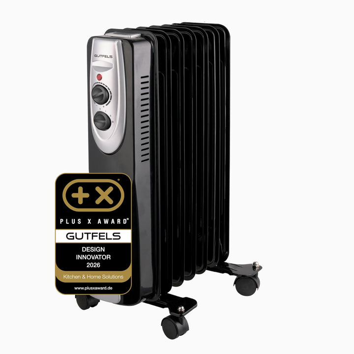 Gutfels HR 32009 sw Öl-Radiator | 3 Heizstufen | 9 Rippen | 2000 Watt Leistung | Schwarz, 5050075