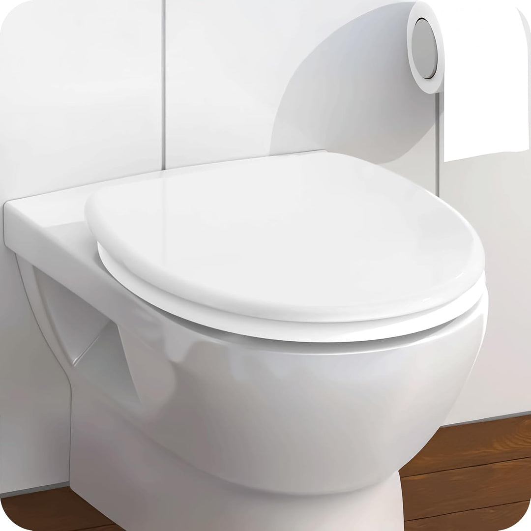 Toilettendeckel mit Absenkautomatik - WC Sitz mit Softclose, Schnellverschluss & Befestigung 12-20 c
