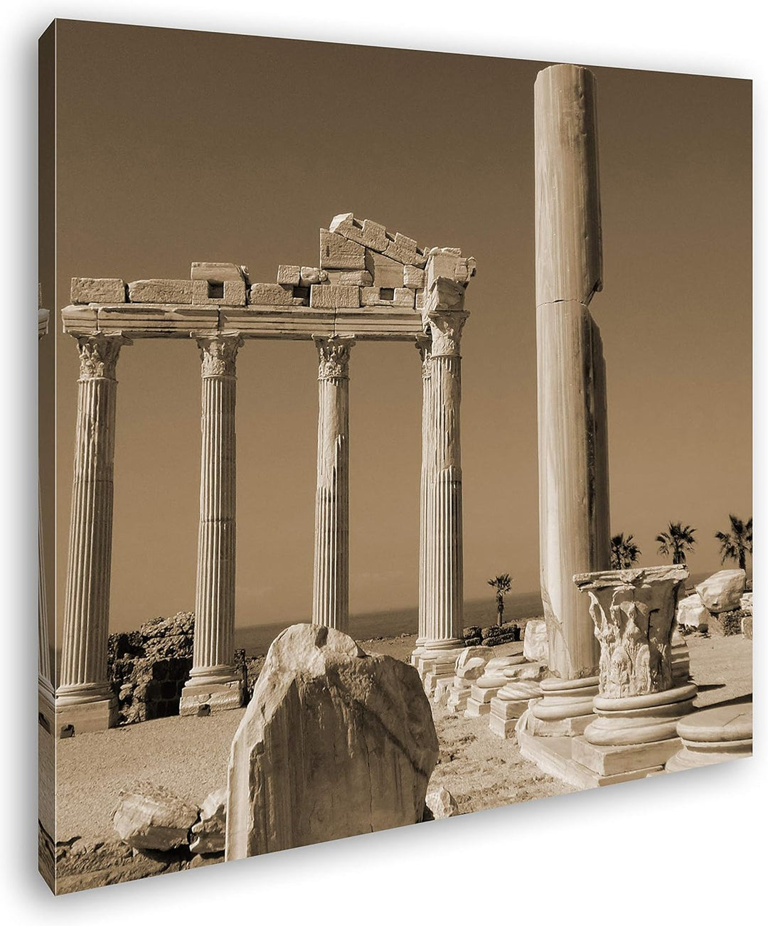 deyoli antikes Tempel Bauwerk in Türkei im Format: 70x70 Effekt: Sepia als Leinwandbild, Motiv auf E