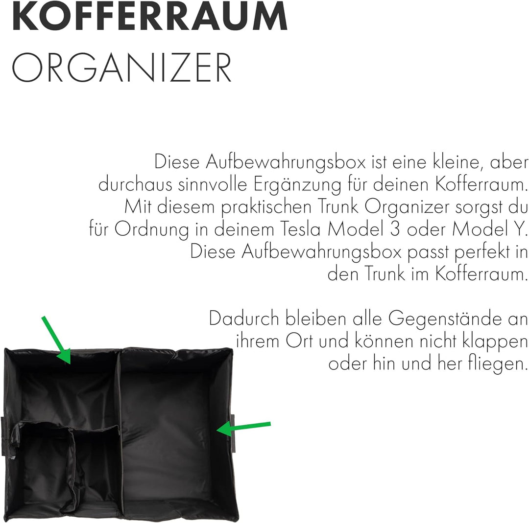 Shop4EV Trunk Organizer Kompatibel für Tesla Model 3 und Model Y Aufbewahrungsbox Aufbewahrungstasch