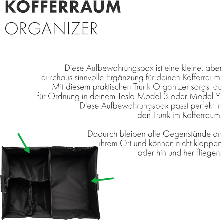 Shop4EV Trunk Organizer Kompatibel für Tesla Model 3 und Model Y Aufbewahrungsbox Aufbewahrungstasch