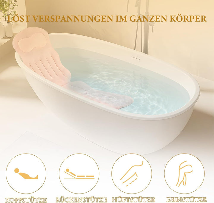 Badewannenkissen Ganzkörper Badekissen, Verdicktes Badewannenkissen mit Kopfstütze unterstützt Nacke