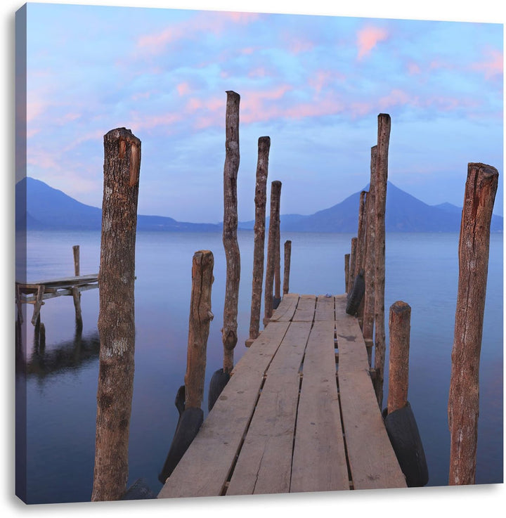 Pixxprint Holz im Wasser, Format: 70x70 auf Leinwand, XXL riesige Bilder fertig gerahmt mit Keilrahm