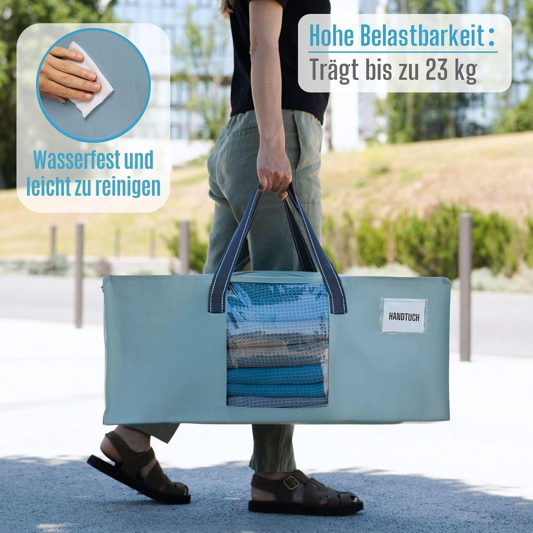 VENO 6er-Pack Umzugstaschen XXL (87 Liter) mit Sichtfenster,Aufbewahrungstasche mit Starken Griffen