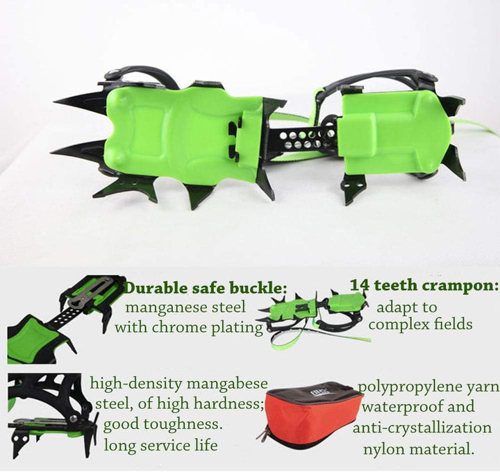 Tentock Steigeisen für Bergschuhe, Edelstahl Schuhspikes Crampons Anti-rutsch Eisklampe Steigeisen m