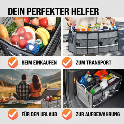 MONZANA® Kofferraum Organizer Deckel 63L Trennwände Wasserdicht Faltbar Verstärkte Wände rutschfest