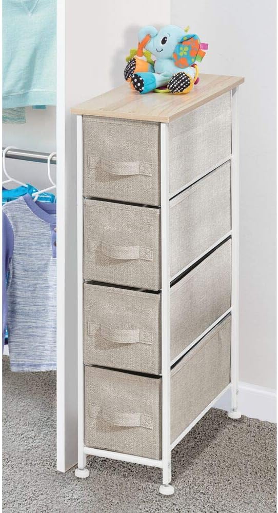 mDesign Kommode aus Stoff – praktischer Schrank Organizer mit 4 Schubladen – schmales Aufbewahrungss