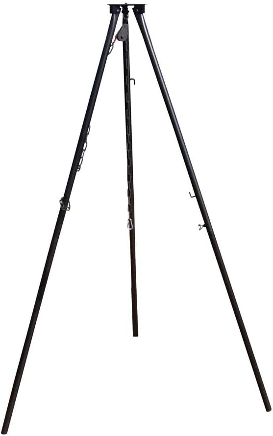 Massives 180 cm Stahl Dreibein ohne Grillrost + Kettenzug "Benny" Tripod für Gulaschkessel Schwenkgr