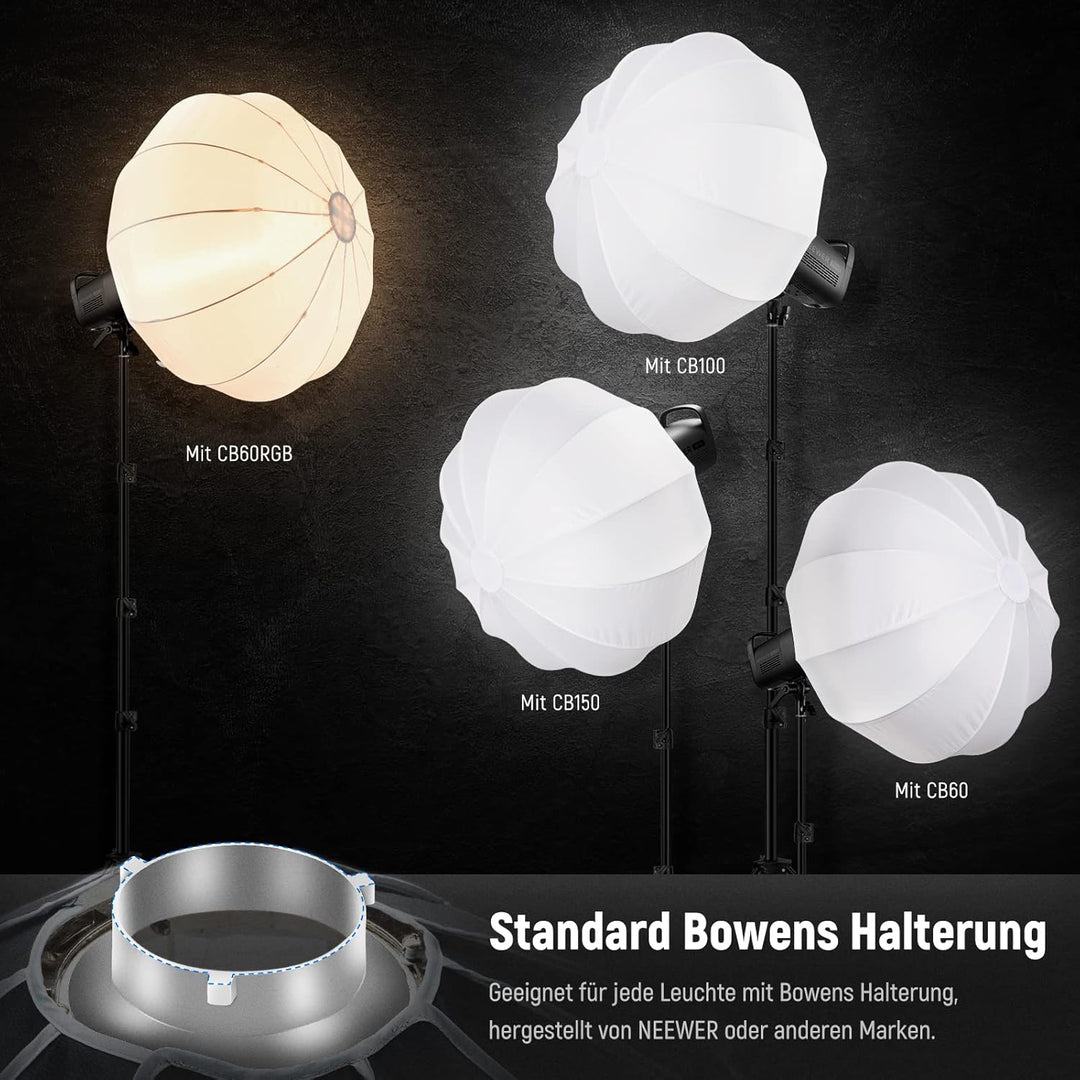 NEEWER 65cm Laternen Softbox mit ein Schritt Schnellwechsel,360°Lichtdiffusor mit Schürze,Bowens Mou