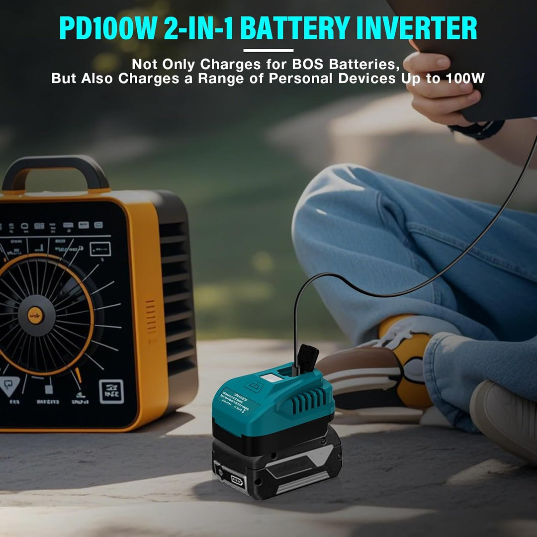 Tragbares USB-Ladegerät für Bosch Professional 18V GBA Batterie mit USB C PD2.0 100W (Max) Ausgang,