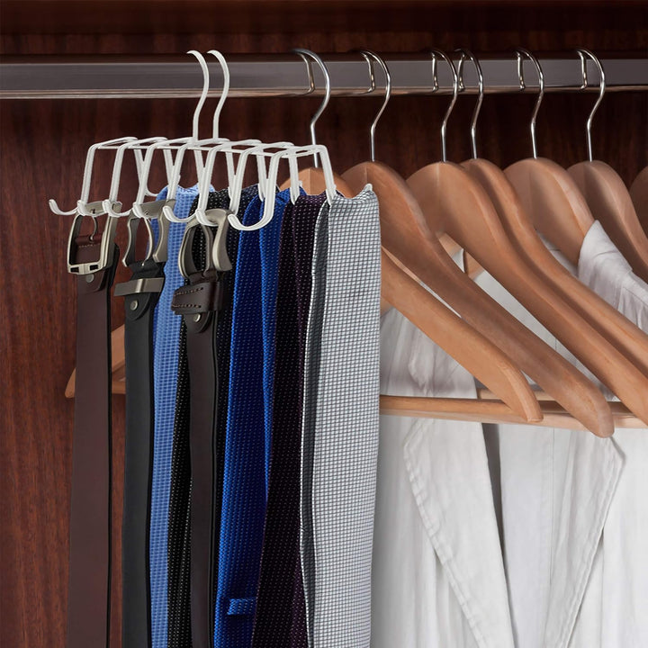 Relaxdays 5 x Gürtelhalter, Krawattenhalter aus Metall, platzsparend, je 14 Haken, Krawatten & Gürte