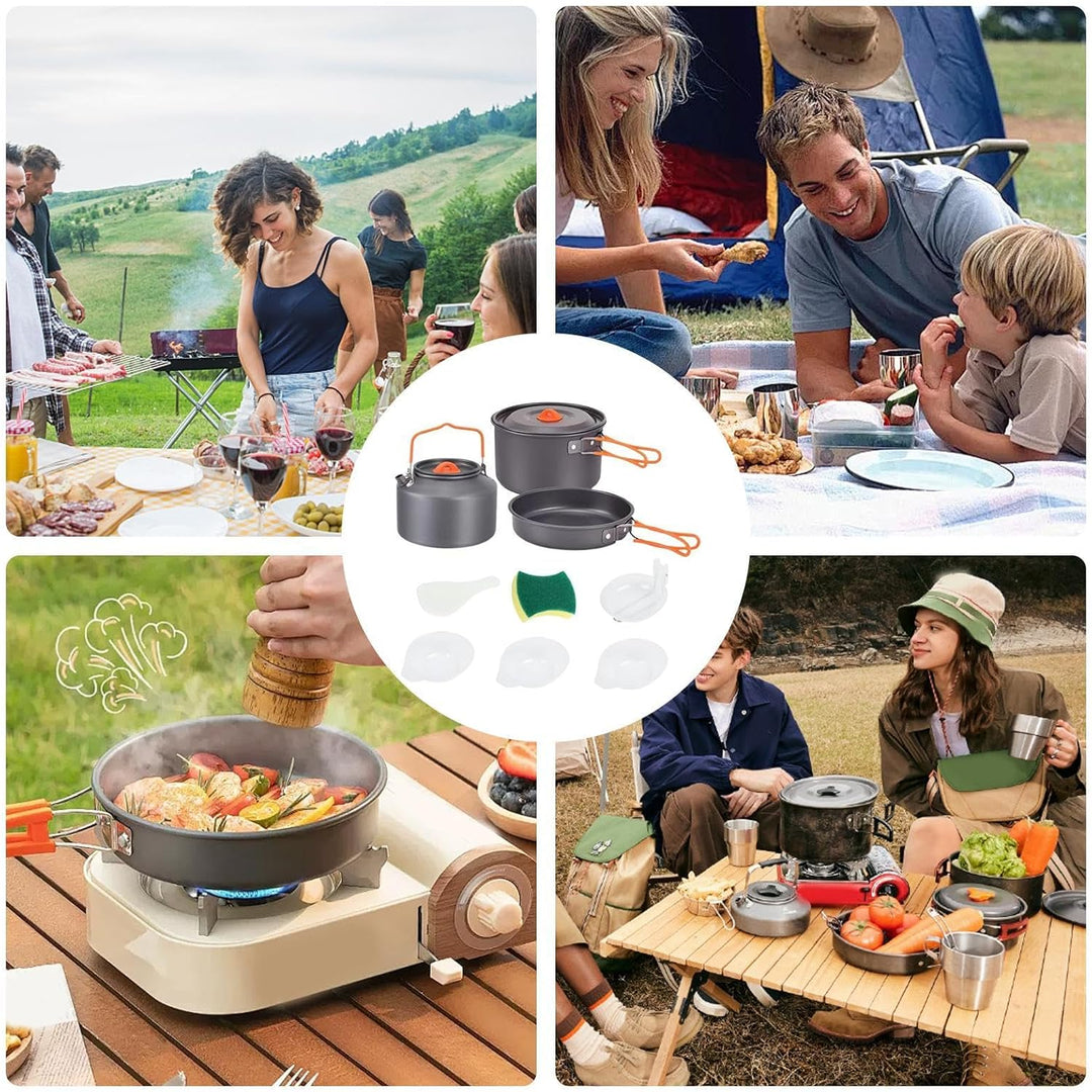 Camping-Kochset | Kompaktes Topf- und Pfannen-Set, tragbares Camping-Topf- und Pfannen-Set mit Wasse