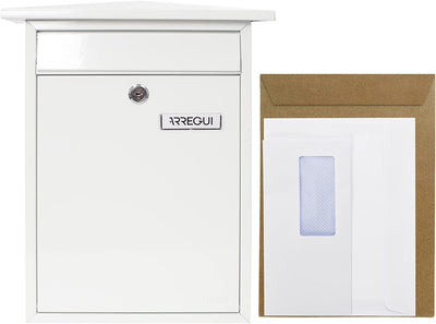 Arregui Home E5711 Individueller Briefkasten aus Stahl, Grösse M (DIN A4), Weiss, Weiss