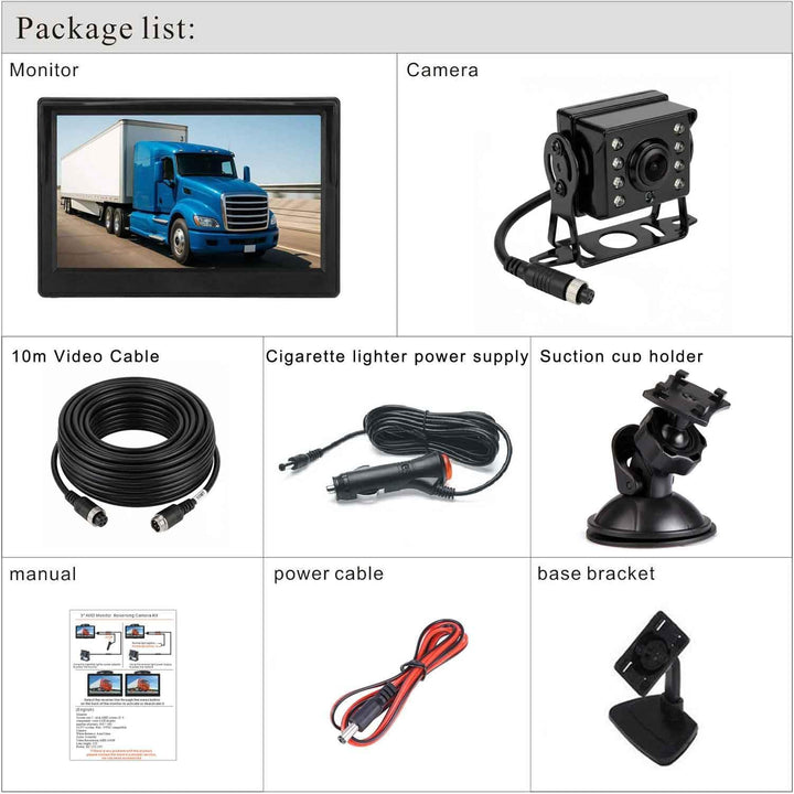 4Pin Auto-Rückfahrkamera Parkassistenzsystem, 12V-24V 5 "TFT LCD HD Farb-Rückfahrmonitor + 8 LEDs Na