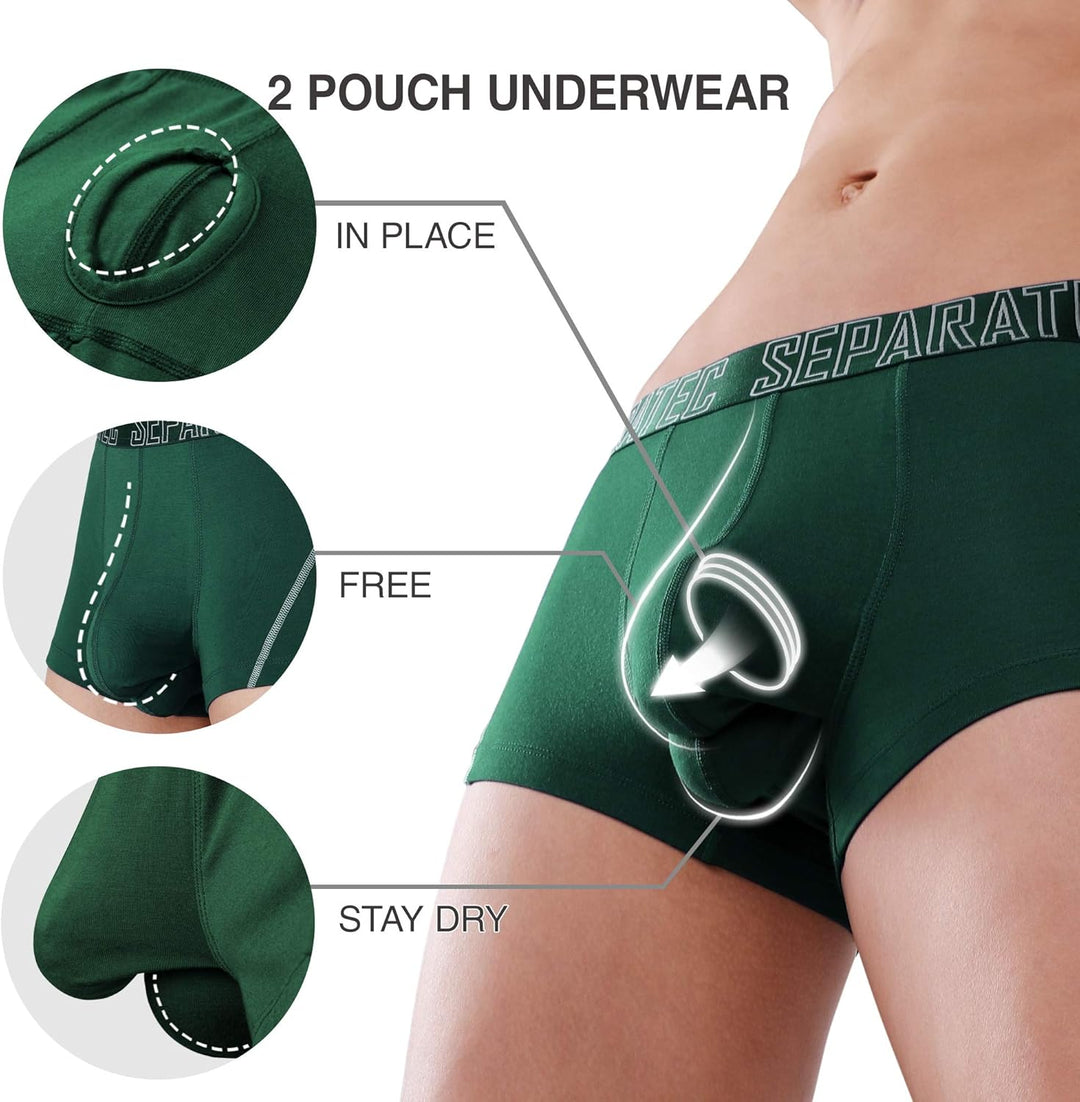 Separatec Herren Boxershorts Glattes Bambus Rayon mit getrennten Beuteln Unterwäsche 3er Pack Boxers