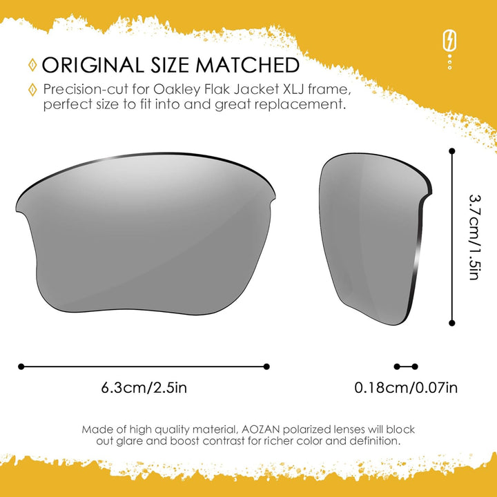 AOZAN ANSI Z87.1 Ersatzgläser passend für Oakley Flak Jacket XLJ OO9009 Sonnenbrille Gainsboro Polar