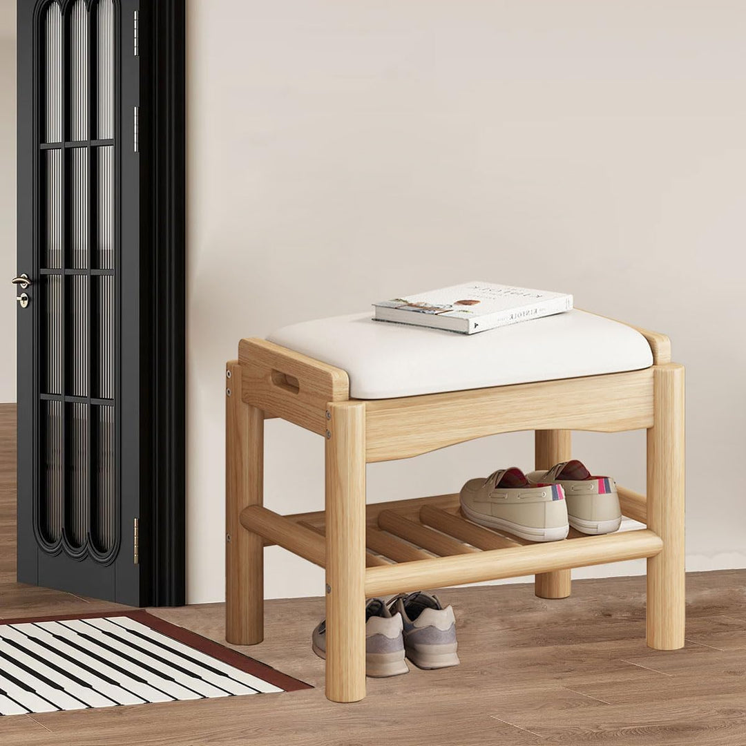 Schuhbank Holz mit Sitzfläche, Sitzbank mit Stauraum Holz, Schuhschrank Klein mit Sitzbank, Schuhreg