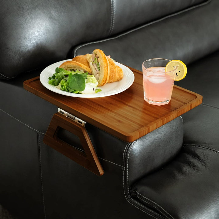 Shamrock Home Bambus-Tablett, Couch-Arm-Tisch, Clip-On-Tablett, Sofatisch für Sofas, Armlehnen für T