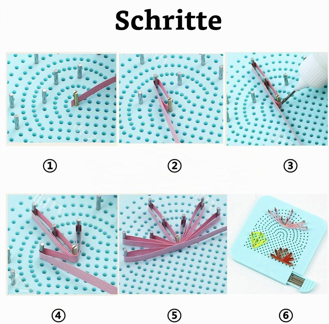YURROAD Papier Quilling Kit 3mm/5mm/10mm 1740 Quilling Papier Streifen Quilling Werkzeug Set mit Auf
