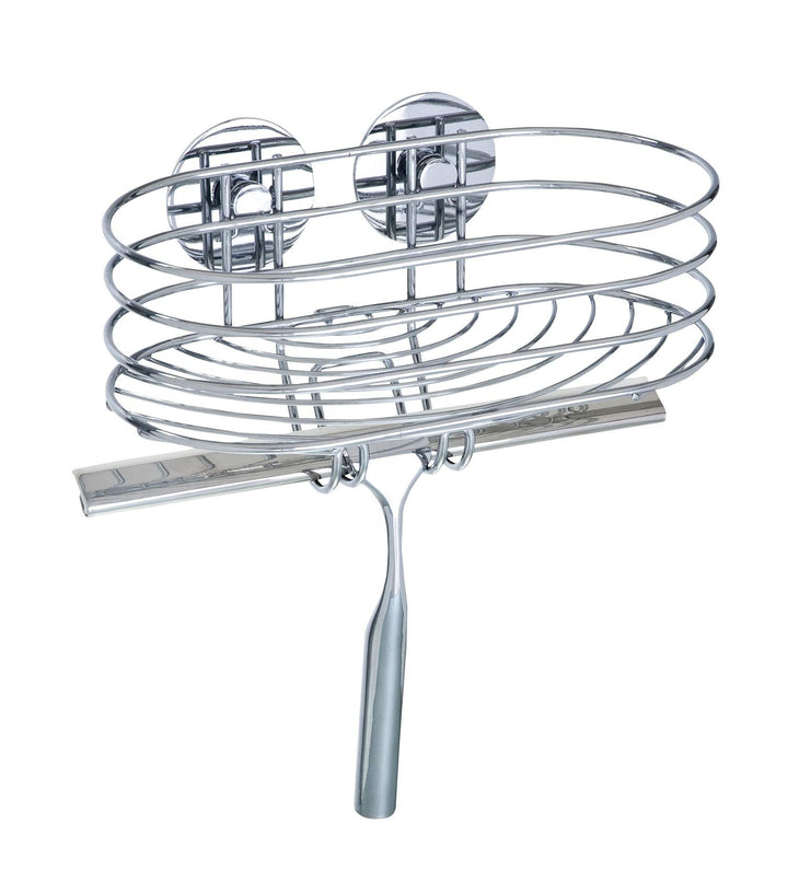 WENKO Turbo-Loc® Wandablage mit Duschabzieher - Befestigen ohne bohren, Stahl, 24 x 27.5 x 13.5 cm,