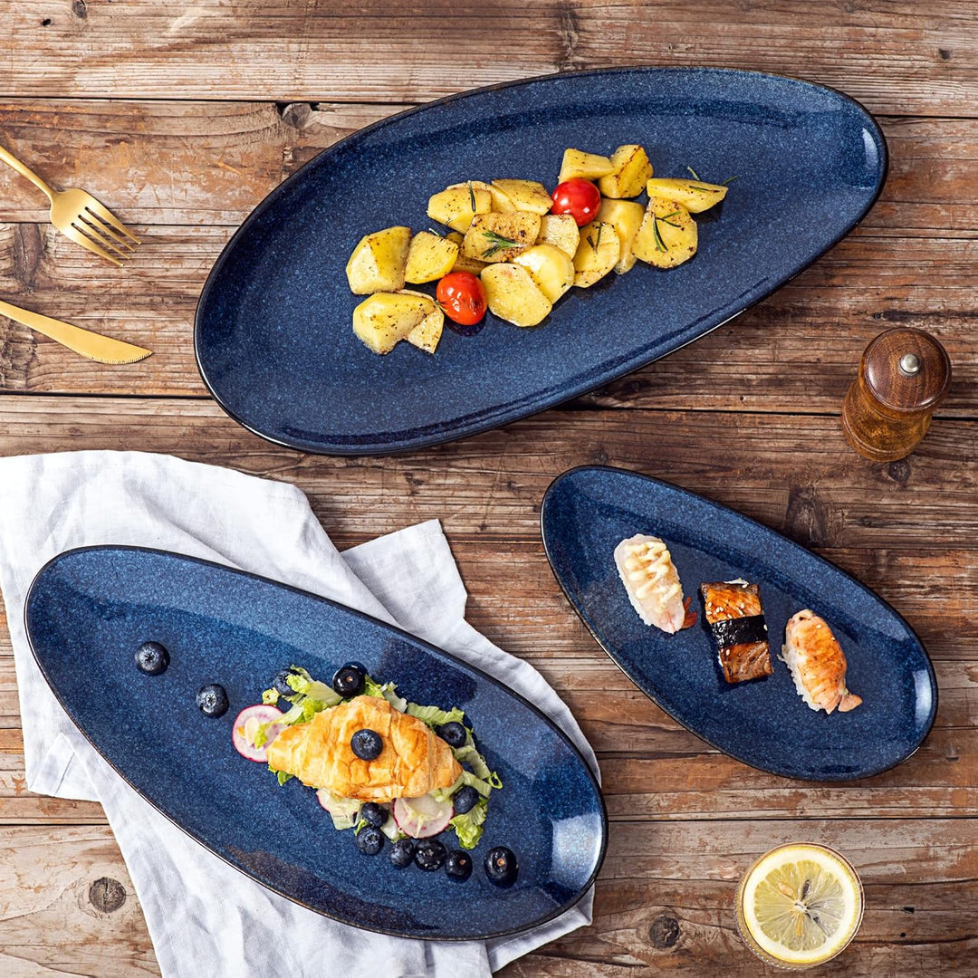 vicrays Grosse ovale Servierplatten, 40.6 cm/35.6 cm/25.4 cm, Porzellan-Servierplatten für Party, st