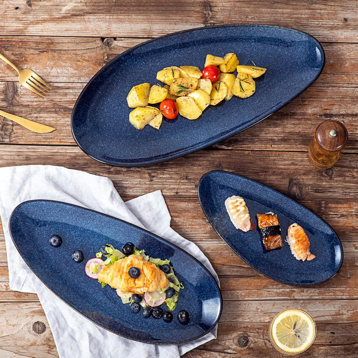 vicrays Grosse ovale Servierplatten, 40.6 cm/35.6 cm/25.4 cm, Porzellan-Servierplatten für Party, st