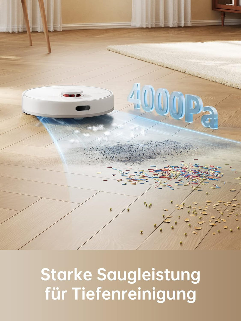 Dreame D9 Max Saugroboter mit Wischfunktion, 4000Pa Staubsauger Roboter, LDS-Navigation, 150 min Lau