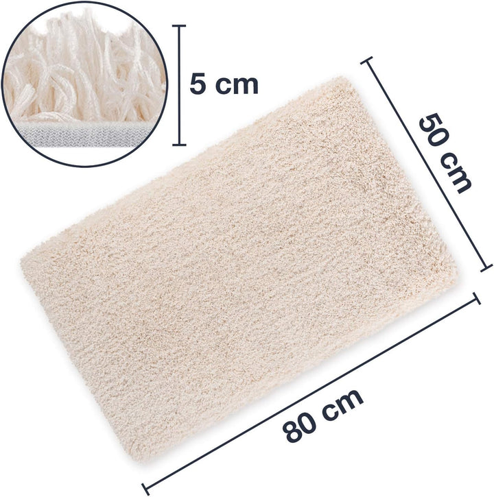 WohnDirect Premium Hochflor Badezimmerteppich Creme • Rutschfester & Extra Flauschiger Badvorleger •