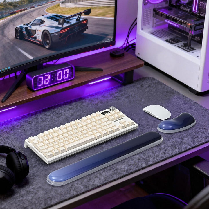 EooCoo Ergonomisches Mauspad mit Gel Handauflage + Handballenauflage Tastatur Satz, Gaming Mousepad