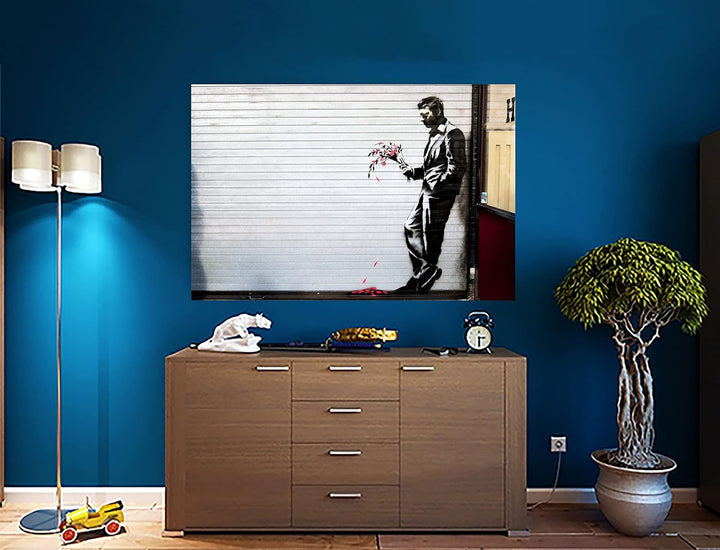 Warting In Vain By Banksy auf gerahmter Leinwanddruck, Bilder, Home Office Schlafzimmer, Wandkunst,