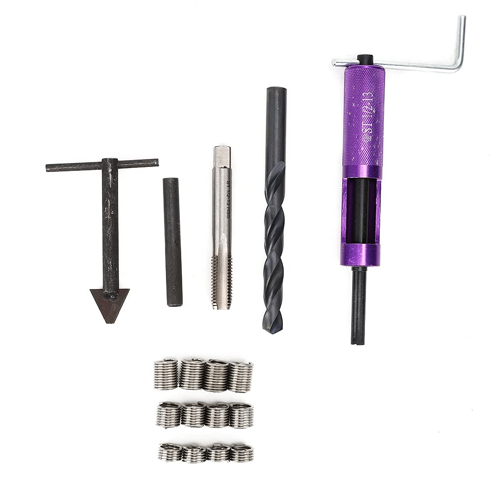 Reparatursatz für Gewindeeinsätze, 1/2-Zoll-13 UNC mit 12 Gewindeeinsätzen, Handwerkzeug, Edelstahl-