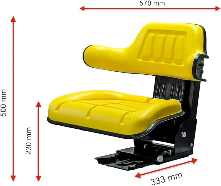 Schleppersitz Traktorsitz Universalsitz Trecker Sitz Oldtimer gefedert KS 44/2V PVC Gelb kompatibel
