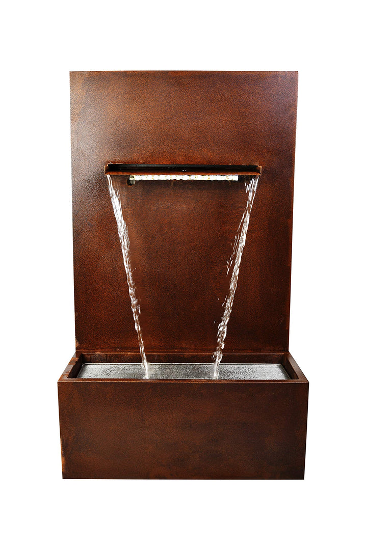 KÖHKO® Wasserfall-Brunnen mit LED-Beleuchtung Höhe 100 cm Wasserspiel aus Cortenstahl 31008 Cordoba