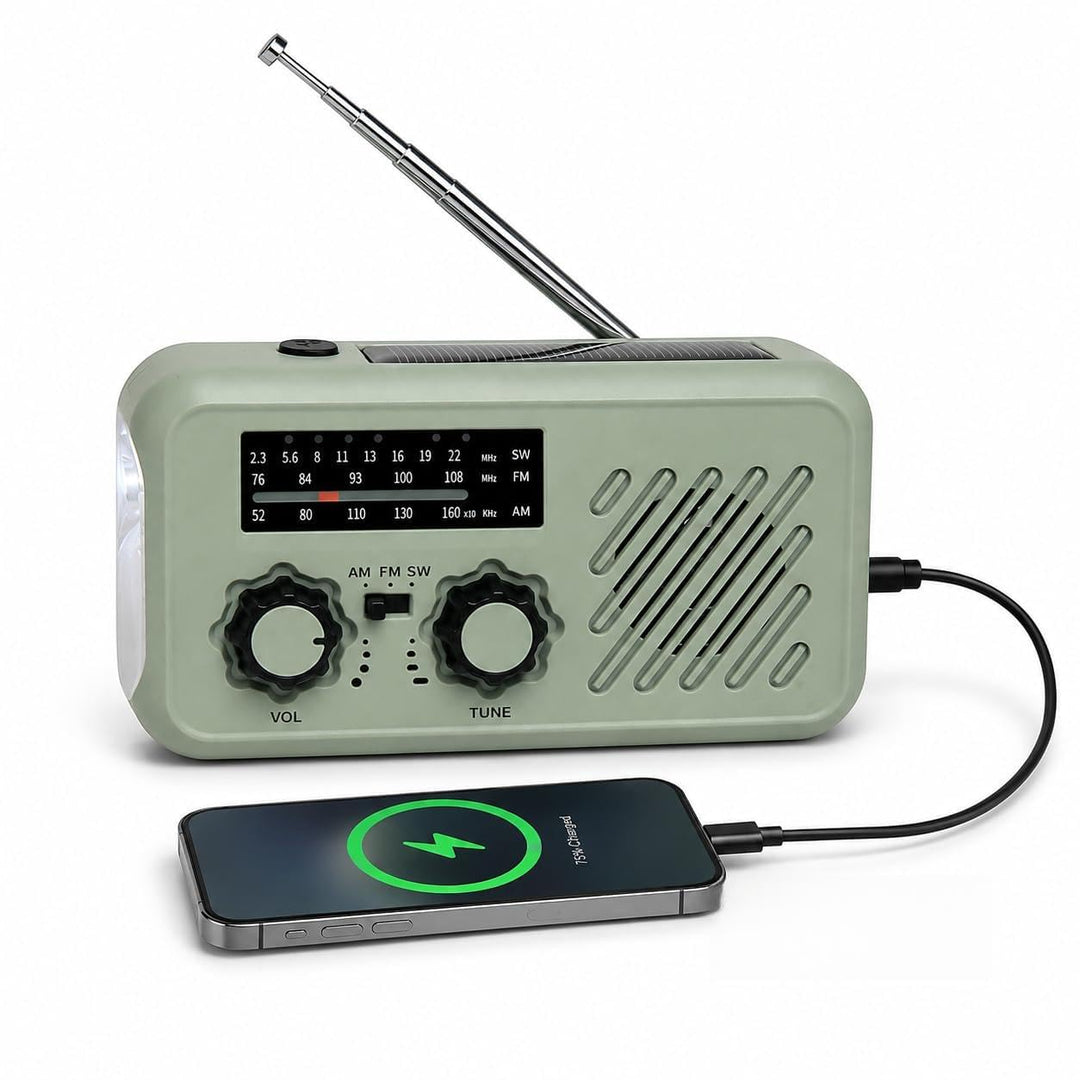 Notfall-Radio, Solar-Handkurbel-Radio AM FM USB wiederaufladbare Power Bank Notfall-Wetter-Radios fü