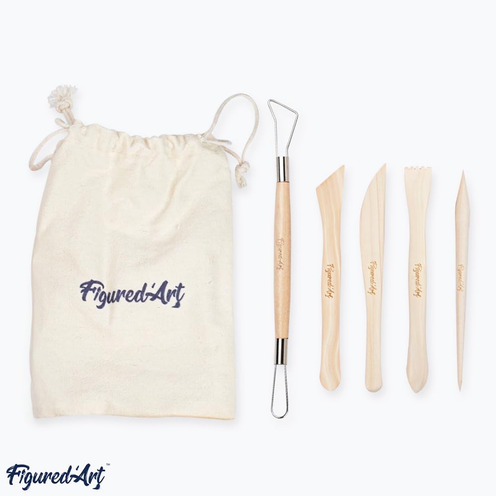 Figured'Art Töpferset für Anfänger für zu Hause mit Ton, Premium & lufttrocknend, 2 kg ohne Brennen.