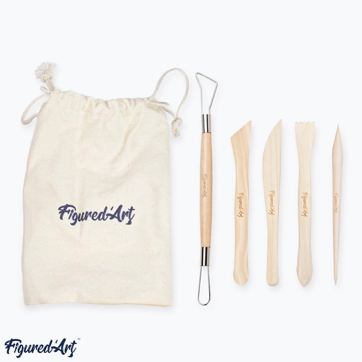 Figured'Art Töpferset für Anfänger für zu Hause mit Ton, Premium & lufttrocknend, 2 kg ohne Brennen.
