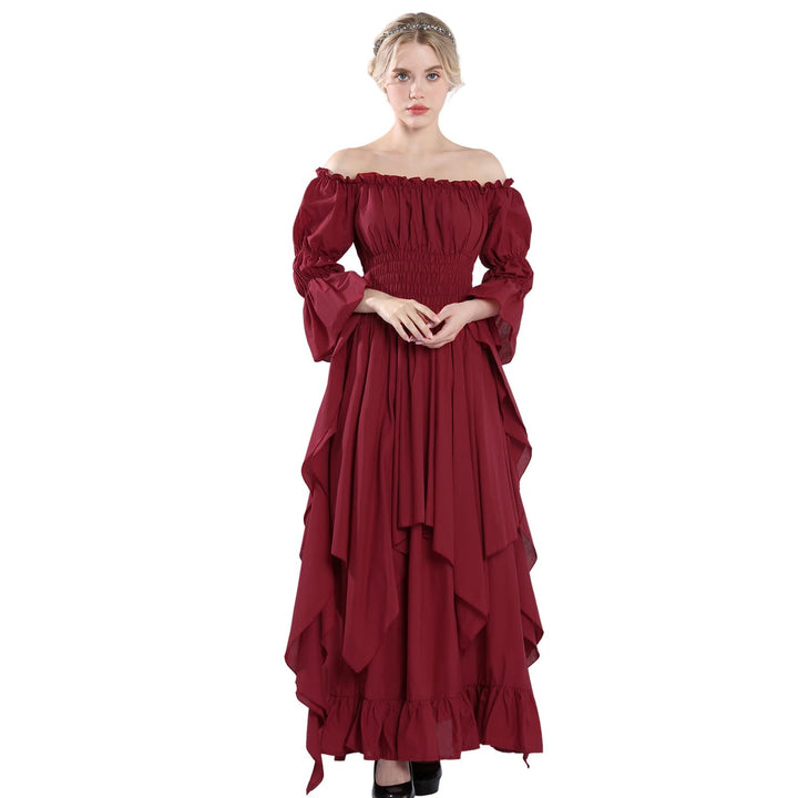 Fiamll Viktorianisches Kleid Renaissance Kostüm Frauen Gothic Hexenkleid Mittelalterliches Hochzeits