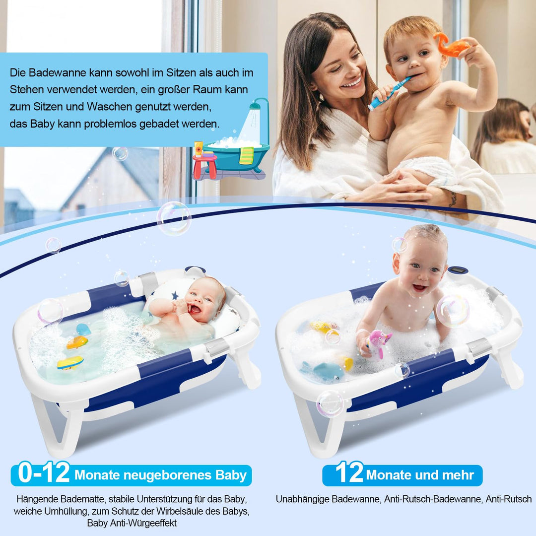 Hebitod Babywanne faltbar Babybadewanne Baby Wanne platzsparend, doppelt faltbare Badewanne mit Bade