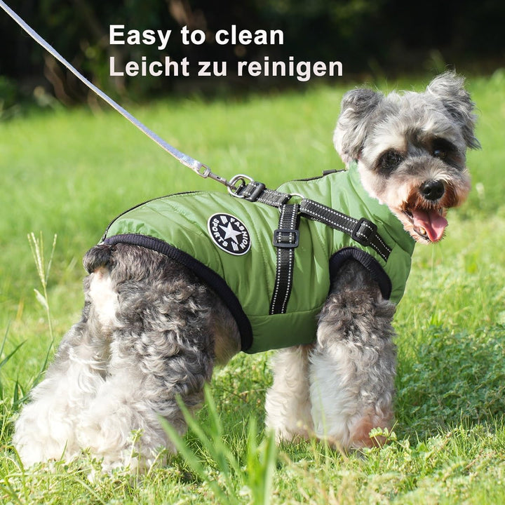 Wintermantel mit Geschirr für Hunde, wasserdichte Jacke für kleine mittelgrosse und grosse Hunde, re