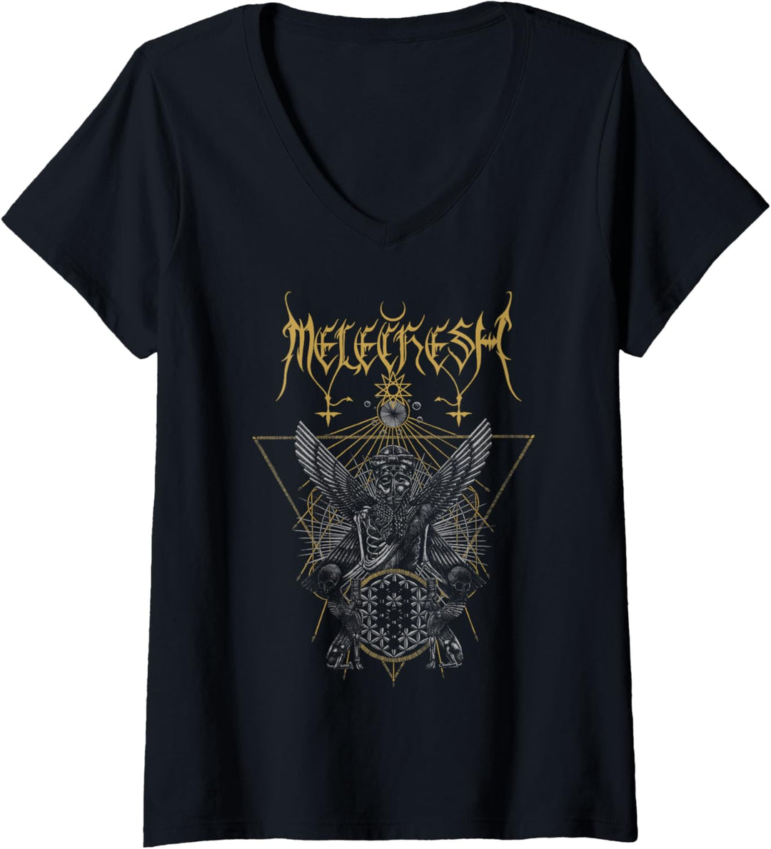Melechesh Dreiecksflügel T-Shirt mit V-Ausschnitt