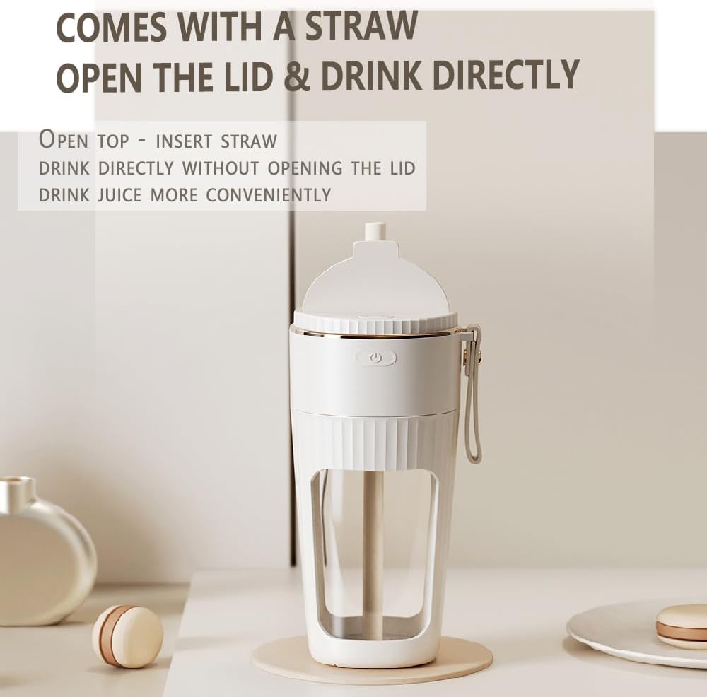 Tragbarer Mixer für Shakes und Smoothies, 340 ml, persönliche Grösse, Mixer mit 10 Edelstahlklingen,