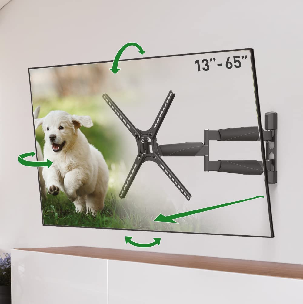 Barkan Long TV Wall Mount, 13-65 inch Full Motion Articulating - 4 Movement Premium Flat/Curved Scre