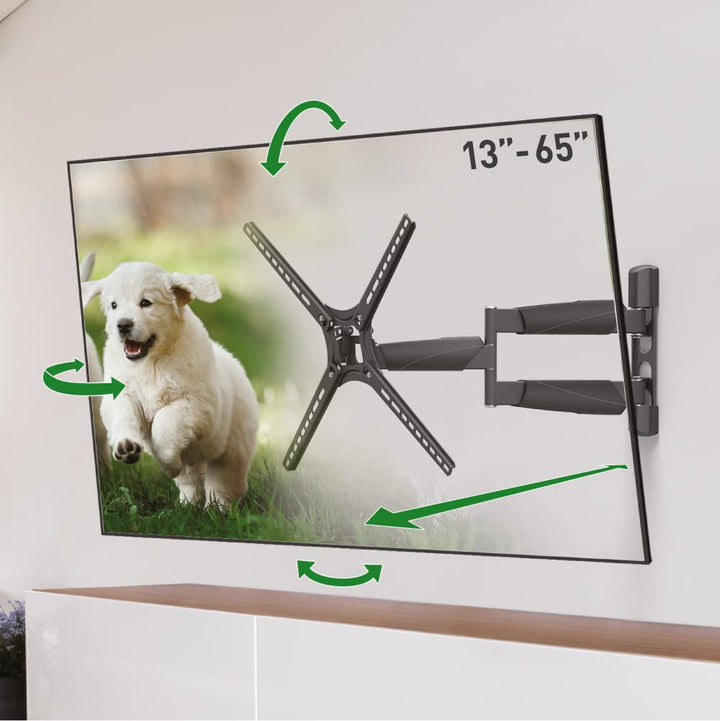Barkan Long TV Wall Mount, 13-65 inch Full Motion Articulating - 4 Movement Premium Flat/Curved Scre